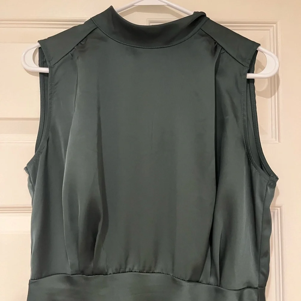 Lulu's Emerald Green Chiffon Sleeveless Mock NeckMaxi Dress - Picture 6 of 10